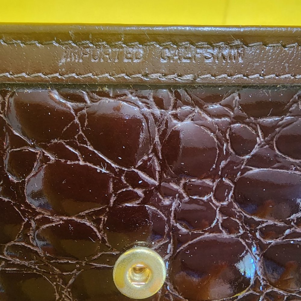 Vintage Brown Pierre Cardin Womens Croc & Calf Skin Wallet - Feminine Classic - Picture 4 of 16